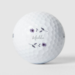 Purple Watercolor Daisy   Golf Balls