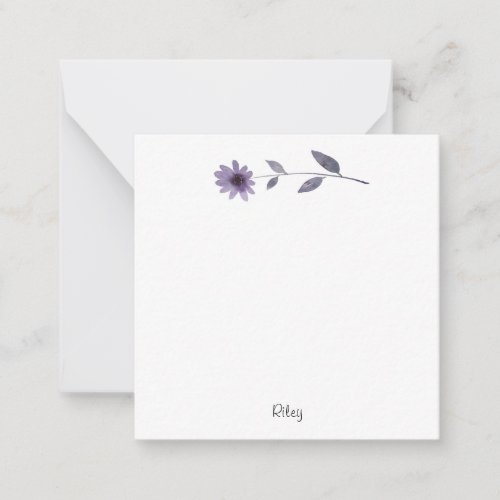 Purple Watercolor Daisy Note Card