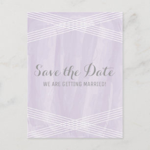 Purple Watercolor Deco Save the Date Announcement Postcard