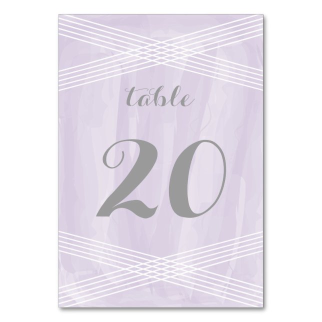 Purple Watercolor Deco Table Number (Back)