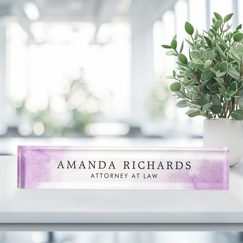 Purple watercolor desk name plate