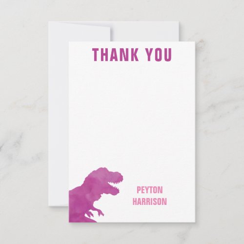 Purple Watercolor Dinosaur Personalized Thank You