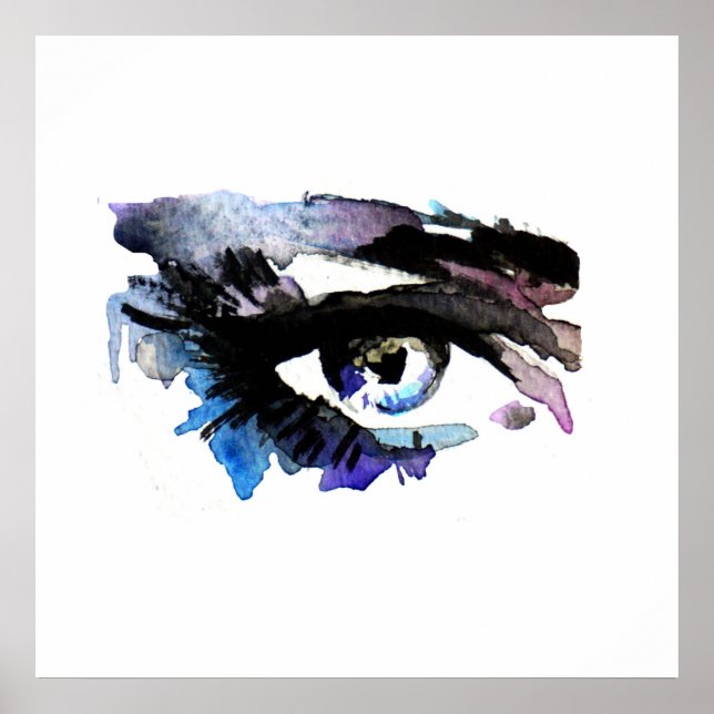 Purple Watercolor eyes lashes  makeup branding Poster (Front)