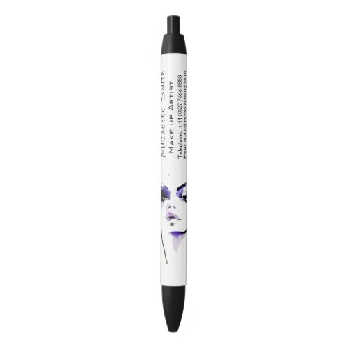Purple watercolor face makeup artist branding black ink pen