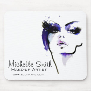 Purple watercolor face makeup artist branding mouse pad