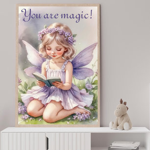 Purple Watercolor Fairy You are Magic! Quote Poster
