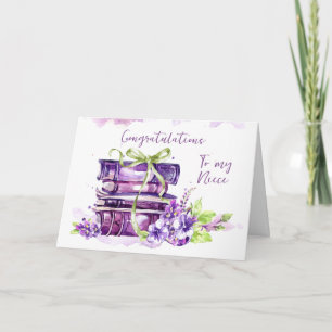 Purple Watercolor Feminine Graduation for Niece Card