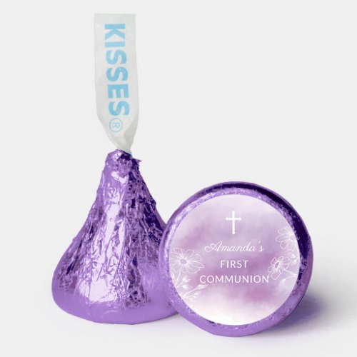 Purple Watercolor First Holy Communion Hersheys Kisses