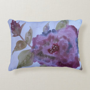 Purple Watercolor Floral Accent Pillow