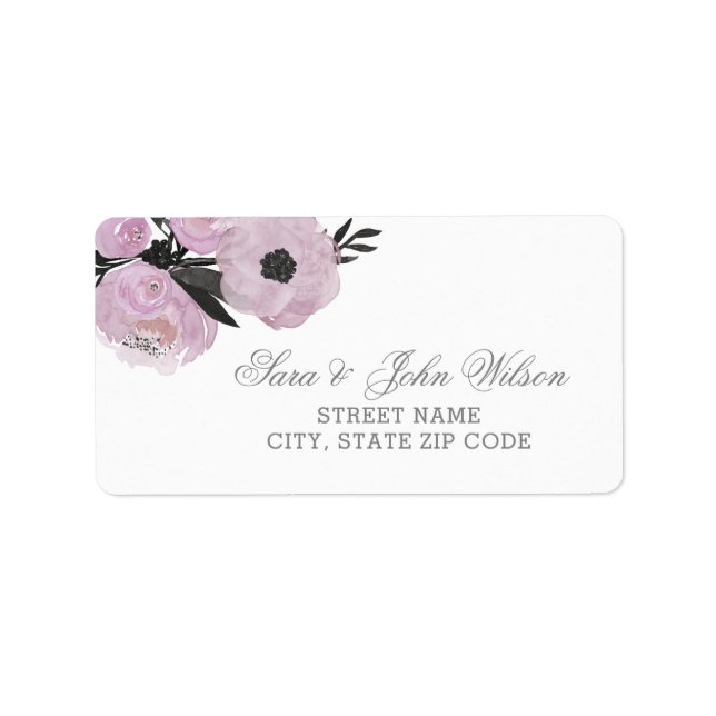 Purple Watercolor Floral address labels (Front)