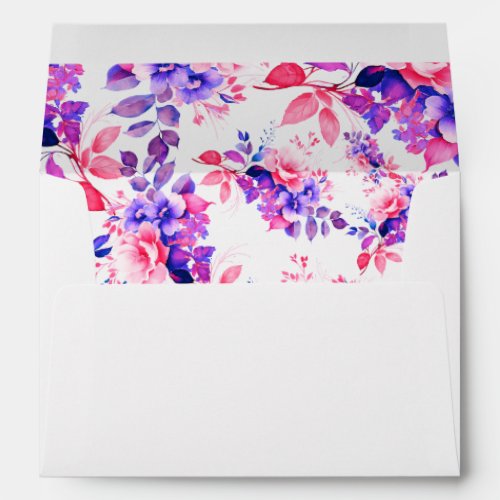 Purple Watercolor Floral Birthday Shower Wedding Envelope