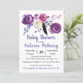 Purple watercolor Floral Boho BabyShower Invitation (Standing Front)