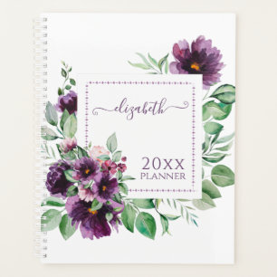 Purple Watercolor Floral Botanical Personalized Planner
