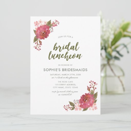 Purple Watercolor Floral Bridal Luncheon Invitation | Zazzle