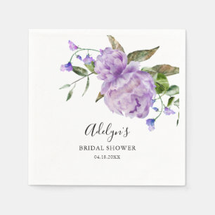 Purple Watercolor Floral Bridal Shower Napkins