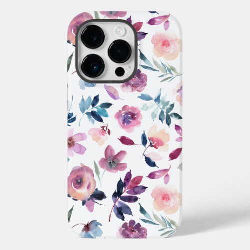 Purple Watercolor Floral Case_Mate iPhone 14 Pro Case