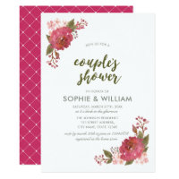 Purple Watercolor Floral Couple's Shower Card