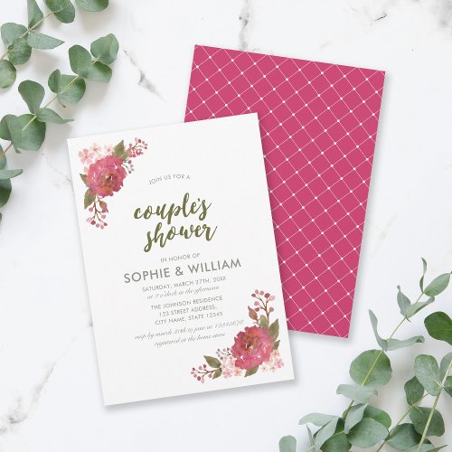 Purple Watercolor Floral Couples Shower Invitation