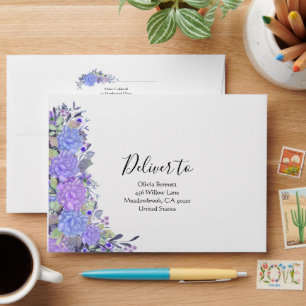 Purple  Watercolor Floral Envelope