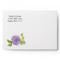 Purple watercolor floral envelope