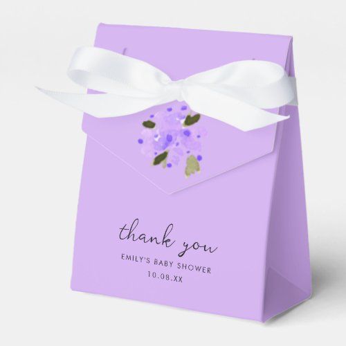 Purple Watercolor Floral Garden Thank You Favor Boxes