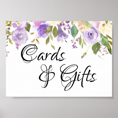 Purple Watercolor Floral Gifts and Cards Sign