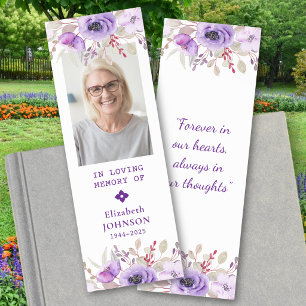 Purple Watercolor Floral In Loving Memory Photo  Bookmarks