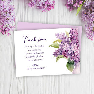 Purple Watercolor Floral Lilac Elegant Baby Shower Thank You Card
