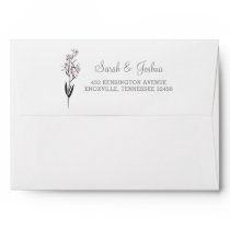 Purple Watercolor Floral liner wedding Envelope