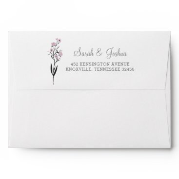 Purple Watercolor Floral liner wedding Envelope