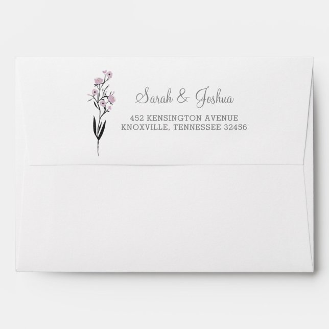 Purple Watercolor Floral liner wedding Envelope (Back (Top Flap))