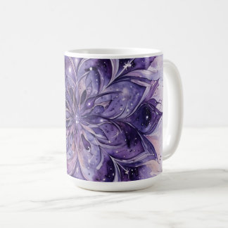 Purple Watercolor Floral Mandala Coffee Mug