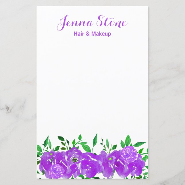 Purple Watercolor Floral Peony Flower (Front)