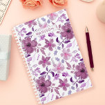Purple Watercolor Floral Personalized  Planner<br><div class="desc">Create a personalized haven for your plans and dreams with this customizable planner, adorned in a captivating watercolor floral design. The soft purple hues create a serene backdrop for your daily musings, while the option to add your name or initials makes it uniquely yours. Stay organized and inspired with this...</div>