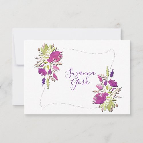 Purple Watercolor Floral Personalized Stationery