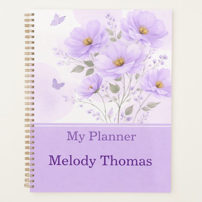 Purple Watercolor Floral Planner Cover (Front)