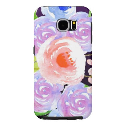 Purple Watercolor Floral Pretty Flowers Samsung Galaxy S6 Case