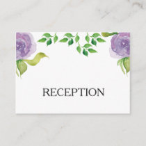 Purple watercolor floral reception invite