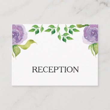 Purple watercolor floral reception invite