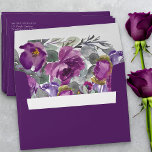 Purple Watercolor Floral Return Address Wedding Envelope<br><div class="desc">Purple floral wedding invitation envelope with your return address pre-printed on the back flap. The inside of the envelope has a watercolor floral design of rose peony flower blooms and buds in shades of purple and magenta with grey green leaves and foliage. Please browse my Plush Purple Floral collection for...</div>