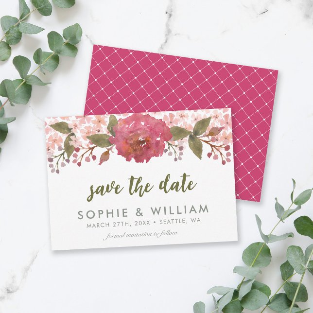 Purple Watercolor Floral Save the Date (Creator Uploaded)