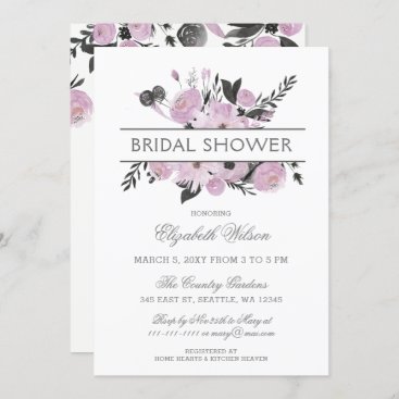 Purple Watercolor Floral Spring Bridal Shower Invitation