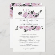 Purple Watercolor Floral Spring Wedding Invitation