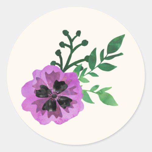 Purple Watercolor Floral Stickers