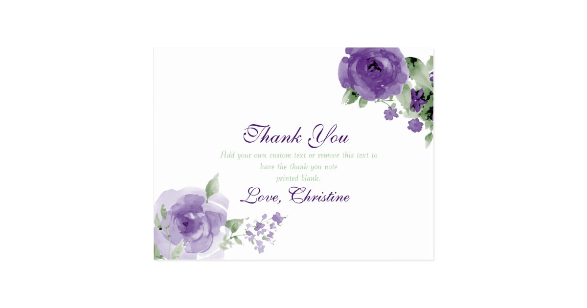 Purple & Lilac Watercolour Floral Personalized Wedding Thank You Cards Purple & Lilac Watercolour Floral Personalized Wedding Thank You Cards