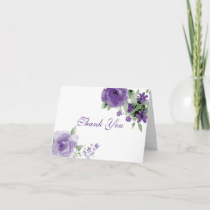 Purple Watercolor Floral Thank You Cards
