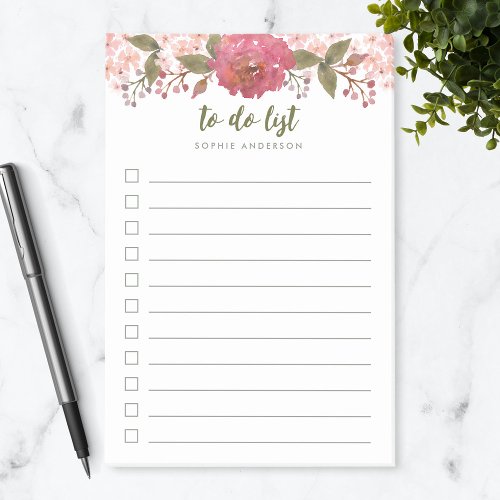 Purple Watercolor Floral To Do List Post_it Notes