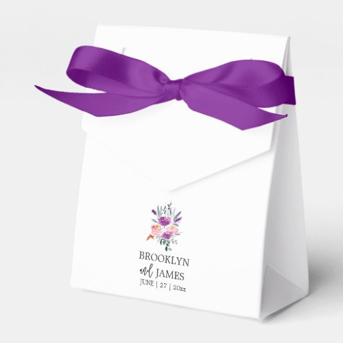 Purple Watercolor Floral Wedding Favor Boxes