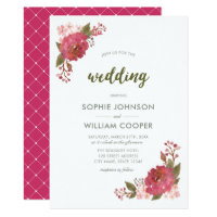 Purple Watercolor Floral Wedding Invitation