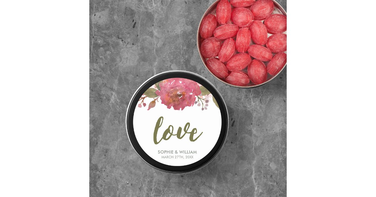 Purple Watercolor Floral Wedding Love Classic Round Sticker | Zazzle